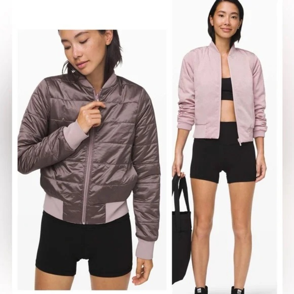 Lululemon Athletica Mauve and Light Pink Bomber Jacket